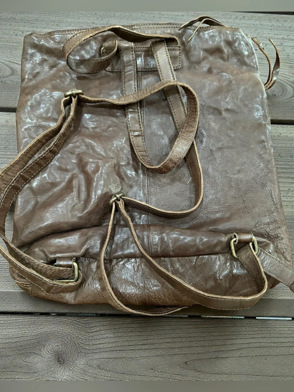 margot Brown Leather Crossbody Backpack with Front Zip